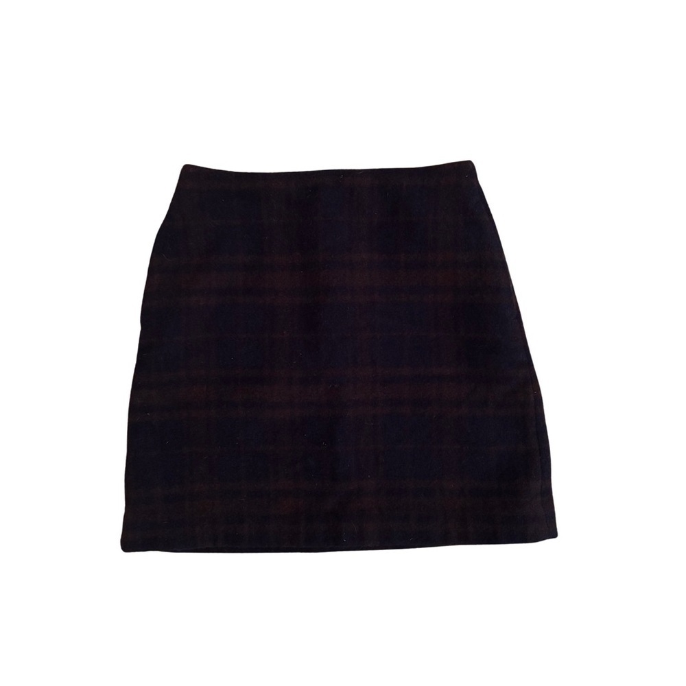 Uniqlo Classic Black and Brown Plaid Women's Wool Skirt